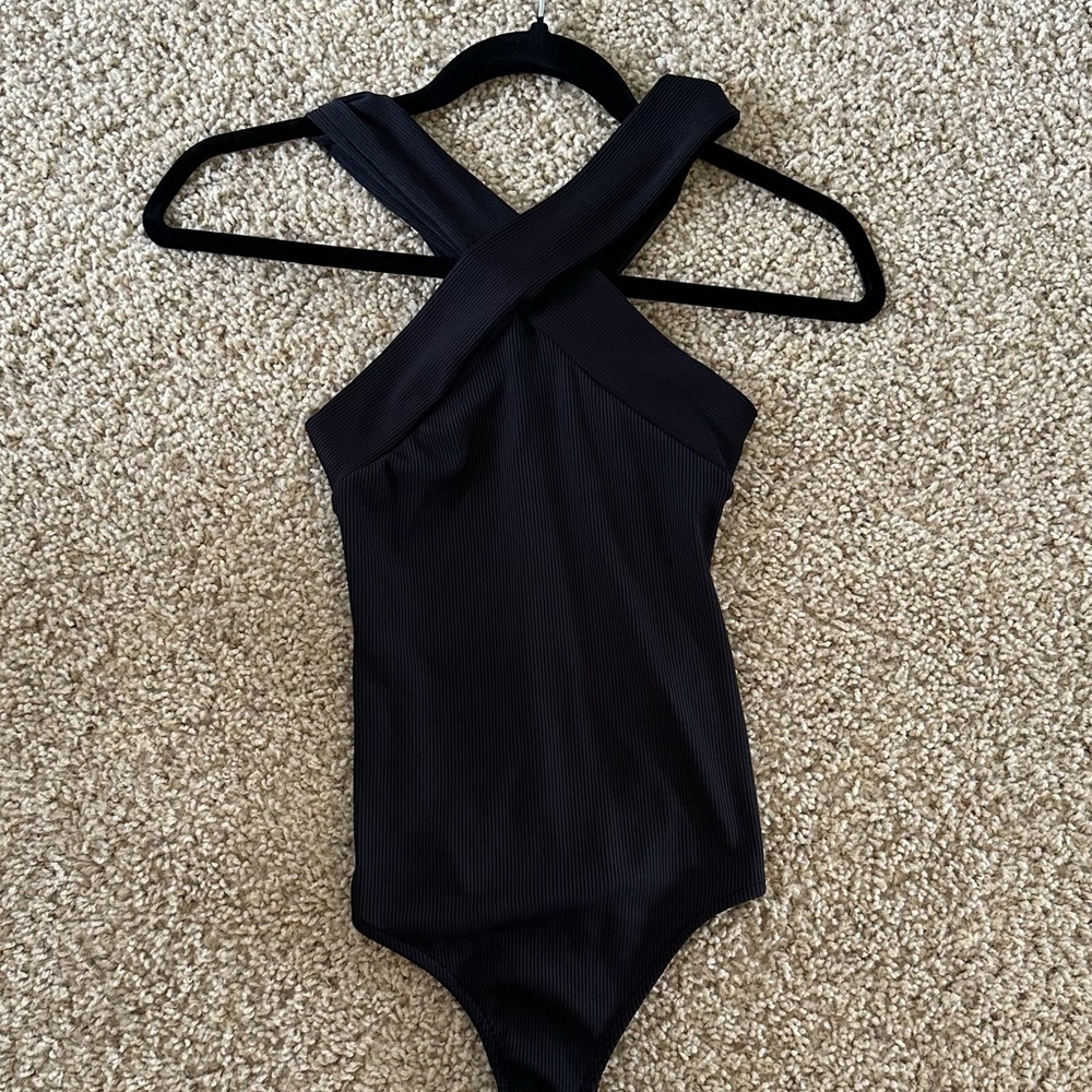 Zara black criss cross bodysuit